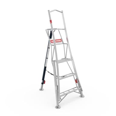 Henchman Fully Adjustable Aluminium Tripod Ladder - 3 Adjustable Legs, 150kg Load Capacity, 5-year warranty, Free Rubber Feet for Indoor Use (6ft / 1.8m)