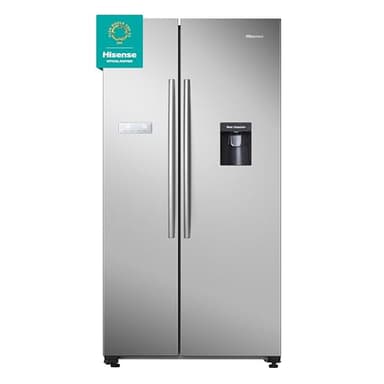 Hisense RS741N4WCE Freestanding American Side by side Door American Fridge Freezer 578 litre, Black, with Non-Plumbed Water Dispenser, Silver, 90.8 × 179.3 × 74.3 cm (W×H×D)