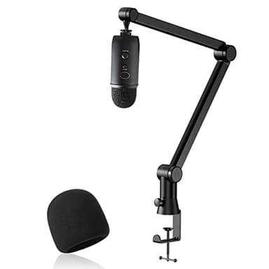 Blue Yeti Mic Stand with Pop Filter - Microphone Boom Arm, Hidden Cables, Blue Yeti Microphone Arm with Mic Cover Foam for Studio, Podcaster, Streaming by YOUSHARES