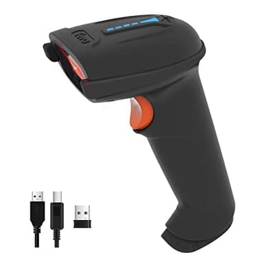 Tera Pro Barcode Scanner Bluetooth 2.4G Wireless, 2500 Pixel CCD USB Wired Handheld 1D Bar Code Scanner, for Screen Digital Phone Barcodes with Vibration, 2500mAh, T5100C
