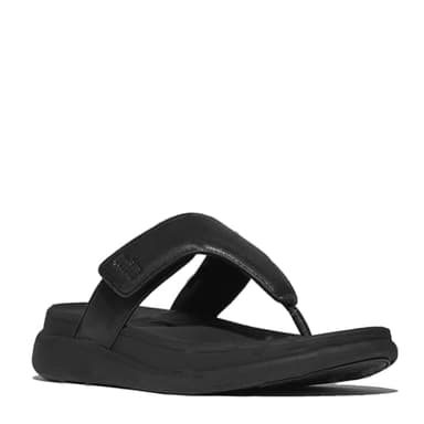 Fitflop Women's F-Mode GO Adjustable Flatform Toe-Post Sandals, Black, 6 UK