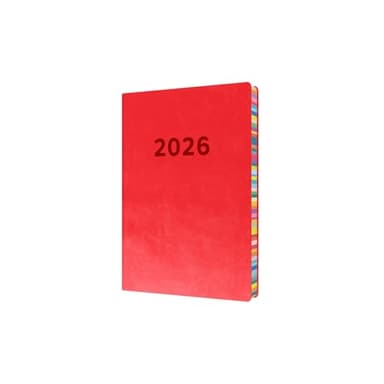 Collins - Edge Rainbow - 2026 12 Month Calendar Year Planner, Day-To-Page with 1/2 Hourly Appointments Diary, A5 Soft Cover - Red (ED151.U15-26)