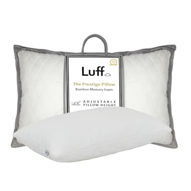 Luff Prestige Height Adjustable Memory Foam Bamboo Pillow - AntiBacterial with CloudTec® Filling and Hypoallergenic Case