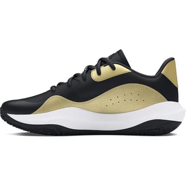 Under Armour Unisex Ua Lockdown 7 Low Basketball Shoe, Black Metallic Gold Black, 7 UK