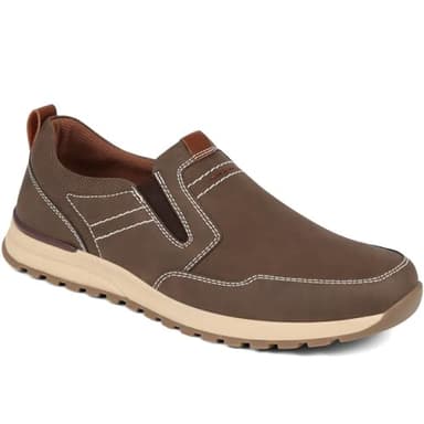 Pavers Men's Slip On Trainers in Brown - Lightweight Casual Sports Shoes - Comfortable Fit Stylish Gents Athletic Footwear - Size UK 9 / EU 43