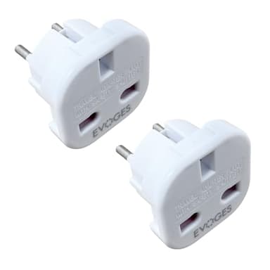 Evoges UK to European EU Travel Adapter Plug Type G to Type C,E,F, 3 Pin to 2 Pin Travel Europe White (Pack of 2)
