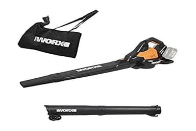 WORX WG583E.9 Cordless Leaf Blower/Leaf Vacuum Cleaner 40 V (2 x 20 V), 2 in 1 for Sweeping and Absorbing Foliage, Max. 575 m³/h Blowing Performance, 335 km/h Airflow Speed, 35 L Collection Bag
