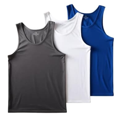 CHAAL® 3 Men Vest Tank Top Mens Sleeveless Gym Vest Quick Dry Multipack Slim Fit Summer Top Vest Everyday wear Men Workout Shirts Size White-Grey-Royal L