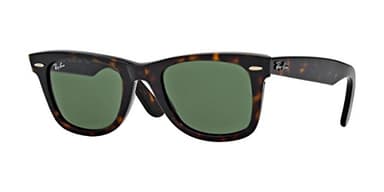 Ray-Ban Original Wayfarer Classic Sunglasses, Brown (Tortoise Frame with Green G-15 Lenses), 54.0