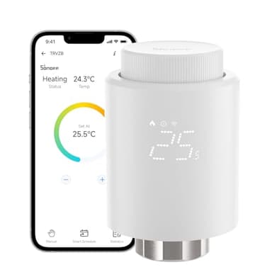 SONOFF Zigbee Thermostatic Radiator Valve, TRVZB, Add-On Smart Radiator Valve For Smart Home Control, Easy Installation, Save Heating Costs, Works With Alexa, Google Home