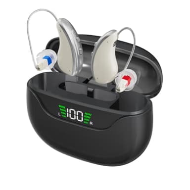 Rechargeable Sound Enhancer Device for Seniors & Adults, Rechargeable Digital Sound Device with Volume Control, HD Digital Display, Hear Clear Sound, Comfortable Wear (Black)