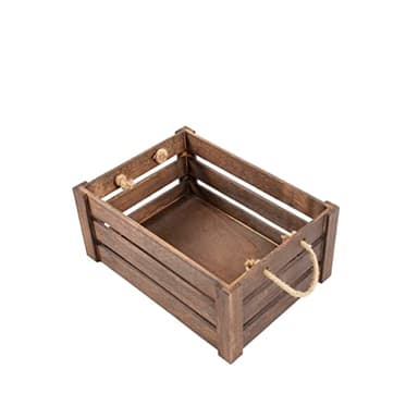 Strong Rope Handle Wooden Crates Storage Box Wooden Shelves Large Storage Box Christmas Eve Box (Brown, Extra Large)