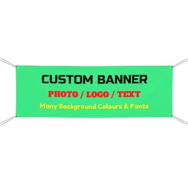 Custom Banners with Photo, Logo, Text Personalised Banner Flag with 4 Eyelets Customised Backdrop Celebration Decor Gifts for Birthday, Graduation, Event, Baby Shower, Communion, Business, 180x60cm