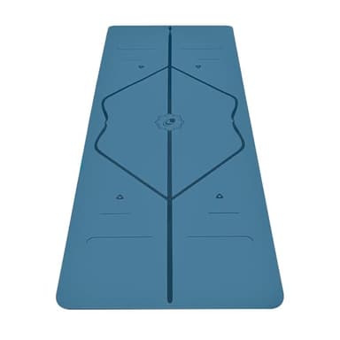 Liforme Original Yoga Mat – Free Yoga Bag Included - Patented Alignment System, Warrior-like Grip, Non-slip, Eco-friendly and Biodegradable, sweat-resistant, 4.2mm thick mat for comfort - Blue