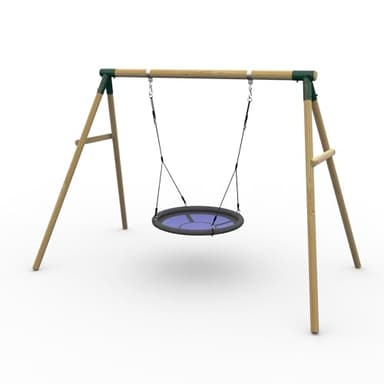 Plum Play Kids Outdoor Wooden Round Pole Swings with Ground Anchors Included - Suitable for up to 50kg per accessory - Up to 5 year Warranty (Nest Green Spider Monkey)
