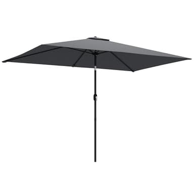 Outsunny 3x2m Garden Parasol, Parasol Umbrella with Crank Handle, Tilt Function, Polyester Canopy, Outdoor Table Umbrella for Patio, Garden, Dark Grey