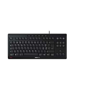 CHERRY STREAM KEYBOARD TKL, Wired Keyboard without Numeric Keypad, Swiss Layout (QWERTZ), Quiet Keystrokes, Unique Typing Experience, Black