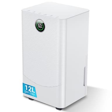 12L/day Dehumidifier with Digital Humidity Sensor & Display - 24-Hour Timer, 3 Dehumidification Modes, Continuous Drain, Ideal for Bedrooms, Office, Basements,Travel-Friendly Valentine's Day gifts