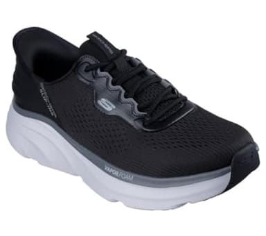 Skechers Men's D'Lux Vapor Slip-On Sneakers, Black Mesh/Hotmelt/Charcoal Trim, 8.5 UK