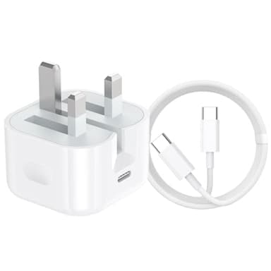 iPad Charger and Plug [MFi Certified] USB C 20W PD Charger with 2M Extra Long USBC Charging Cable UK Power Adapter for iPad Pro 12.9/11 inch,iPad Air 5/4,iPad Mini 6 Gen/iPhone 16/15/Pro/Plus/Pro Max