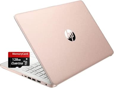 HP 2024 Stream 14" HD Thin and Light Laptop, Intel Celeron N4120, 16GB RAM, 128GB eMMC Storage, Long Battery Life, HD Webcam, HDMI, Rose Gold, Office 365 1-Year, Windows 11 S, 128GB Cuertns MicroSD