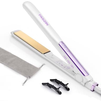 Faszin Hair Straightener, Fast Heating Titanium Flat Iron with Negative Ions to Create Sleek Style, 3D Floating Wide Plate for Both Thick and Thin Hair, Dual Voltage & 11 Levels Adjustable Temp