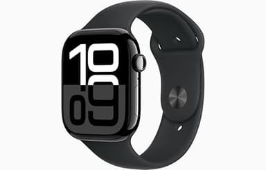 Apple Watch Series 10 [GPS, 46mm] - Jet Black Aluminum Case with Black Sport Band, M/L (Renewed)