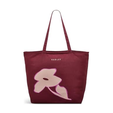 RADLEY London womens Ladies Bloom - Responsible - Large Ziptop Canvas Tote Bag in Merlot