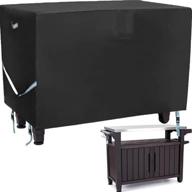 Outdoor Table Cover 600D for 52-inch Keter Unity XL Portable Outdoor Table with Storage Cabinet, Waterproof RV Resistance Grill Cart Serving Bar Table Patio Cabinet Cover, 55" x 24" x 32"