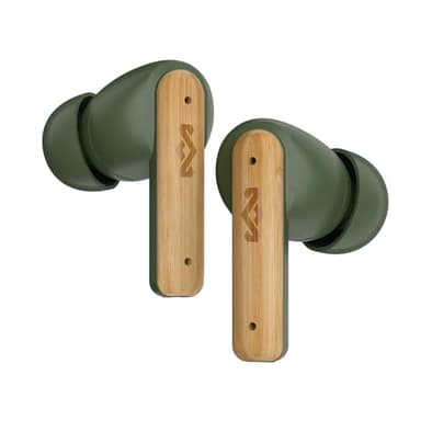 House of Marley Little Bird True Wireless Bluetooth Earbuds - IPX4 Ear Buds with Built-in Microphone, 24 Hr Playtime In Ear Headphones, USB-C Quick Charge Earphones Case, Sustainable Materials, Green