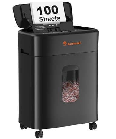 Bonsaii 100-Sheet Auto Feed Paper Shredder, Micro Cut Heavy Duty shredder with P-4 Security Level, Up to 30-Minute Continuous, 16L Bin, Anti-Jam Shredders for Home Office use, Black, C231-D