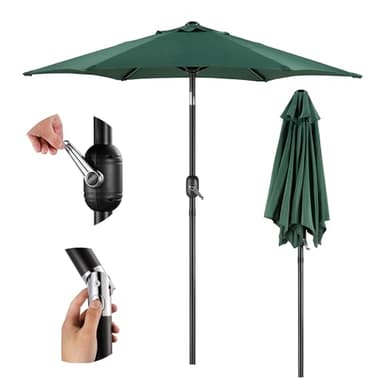 VonHaus Parasol 2M – Parasol Umbrella for Outdoor, Garden, Patio – Sun Shade Canopy with Hand Crank, Tilt Function, UV30+ Protection, Air Vent, Powder Coated Steel Frame - Dark Green