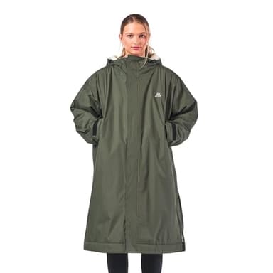 Unisex Outdoor Changing Robe Long Sleeve Coat Windproof & Waterproof Robe with Hood For Beach Wild Swimming Surfing & Walking Oversized Quick Dry (L-XL, Khaki)