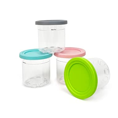 CUTIECLUB Dessert Tubs 4PCS Ice Cream Pints Containers and Lids for Ninja Creami NC301 NC300UK NC299AMZ Series Creami Ice Cream Makers