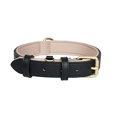 Ohmywor Dog Collar Classic Genuine Leather Dog Collar, Soft Breathable Waterproof Dog Collars with Padded Heavy Duty Buckle Adjustable for Small Medium Large Pet Dogs, Black 3.0cm x65cm(L)