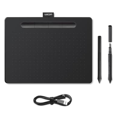 Wacom Intuos Medium Drawing Tablet - Digital Tablet for Painting, Sketching and Photo Retouching with pressure sensitive pen, black - Ideal for Work from Home & Remote Learning