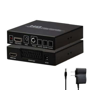Scart Hdmi to Hdmi Video Converter Box 1080p Scaler 3.5mm Coaxial Audio Out