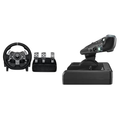 Logitech G G920 Driving Force Racing Wheel and Floor Pedals, Real Force Feedback & Saitek X52 Pro Flight 3M System with Metal Part Gas Control and Simulation Joystick, LCD Display