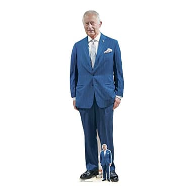 STAR CUTOUTS SC4118 King Charles Blue Suit Lifesize Cardboard Cutout With Mini British Royal Family