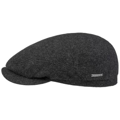 Stetson Belfast Vedrick Wool Flat Cap Men - Made in The EU Ivy hat with Peak, Lining Autumn-Winter Winter - 59 cm Anthracite