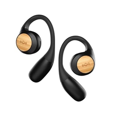 House of Marley Liberate Open Ear Headphones - Open Bluetooth Earbuds with Built-in Microphone, 20 Hr Playtime, USB-C Charging Case, Sustainable Materials, Black