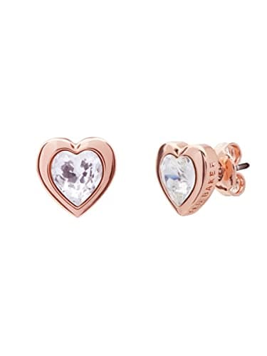 Ted Baker Han Crystal Heart Stud Earrings For Women (Rose Gold/Crystal)