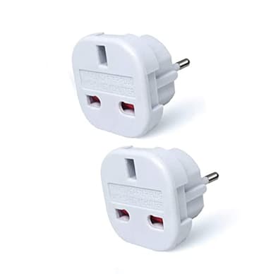 MOBIBAY Pack of 2 Travel Adaptor | UK to European Plug Adapter Converter (Euro Type C, E, F) 3 Pin to 2 Pin Type G, EU Plugs for Europe Accessories,Italy,Cape Verde,Poland,Spain,Turkey,Greece,Bulgaria