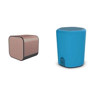 KitSound Boom Cube Metallic Portable Rechargeable Wireless Bluetooth Speaker, Rose Gold & Hive2o Waterproof Bluetooth Portable Wireless Speaker with Call Handling Function, Blue