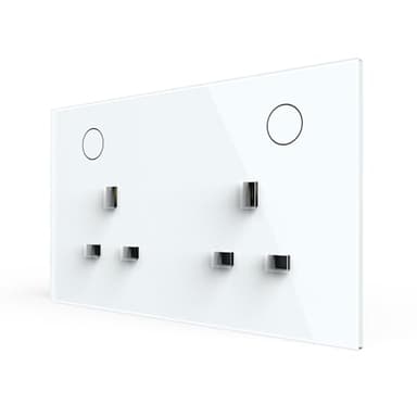 LIVOLO Smart Tempered Glass Double Power Socket with LED Backlight, App Control, Wall Mounted Electrical Outlet (White)