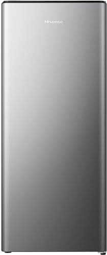 Hisense RR220D4BDE 52cm Freestanding Retro Fridge - 165-litre capacity with 4 star Ice box- Auto Defrost - Wine Rack - Silver - E Rated, H128 x W51.9 x D51.3