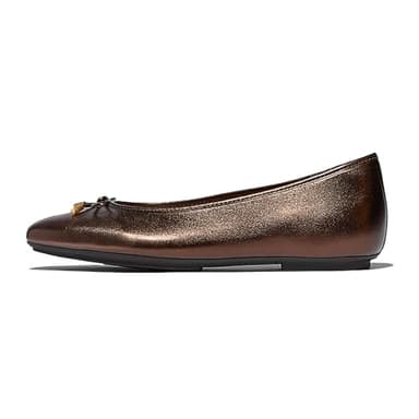 Fitflop DELICATO Bow Soft Metallic-Leather Ballet Flats