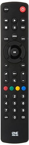One For All URC1210 Contour Universal Control of TV/Smart TV - Guaranteed to work with all manufacturer brands - ,Black