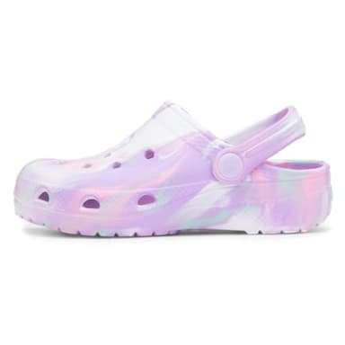 shoezone - Whitby Girls White Multi Marble EVA Clog - Size 5 UK - Multicolour