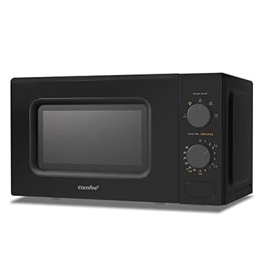 COMFEE' Black Compact Microwave Oven 700W with Manual Control - 20L Countertop Microwave for Small Kitchens, 5 Power Levels & Quick Defrost, CM-M202CC(BK)